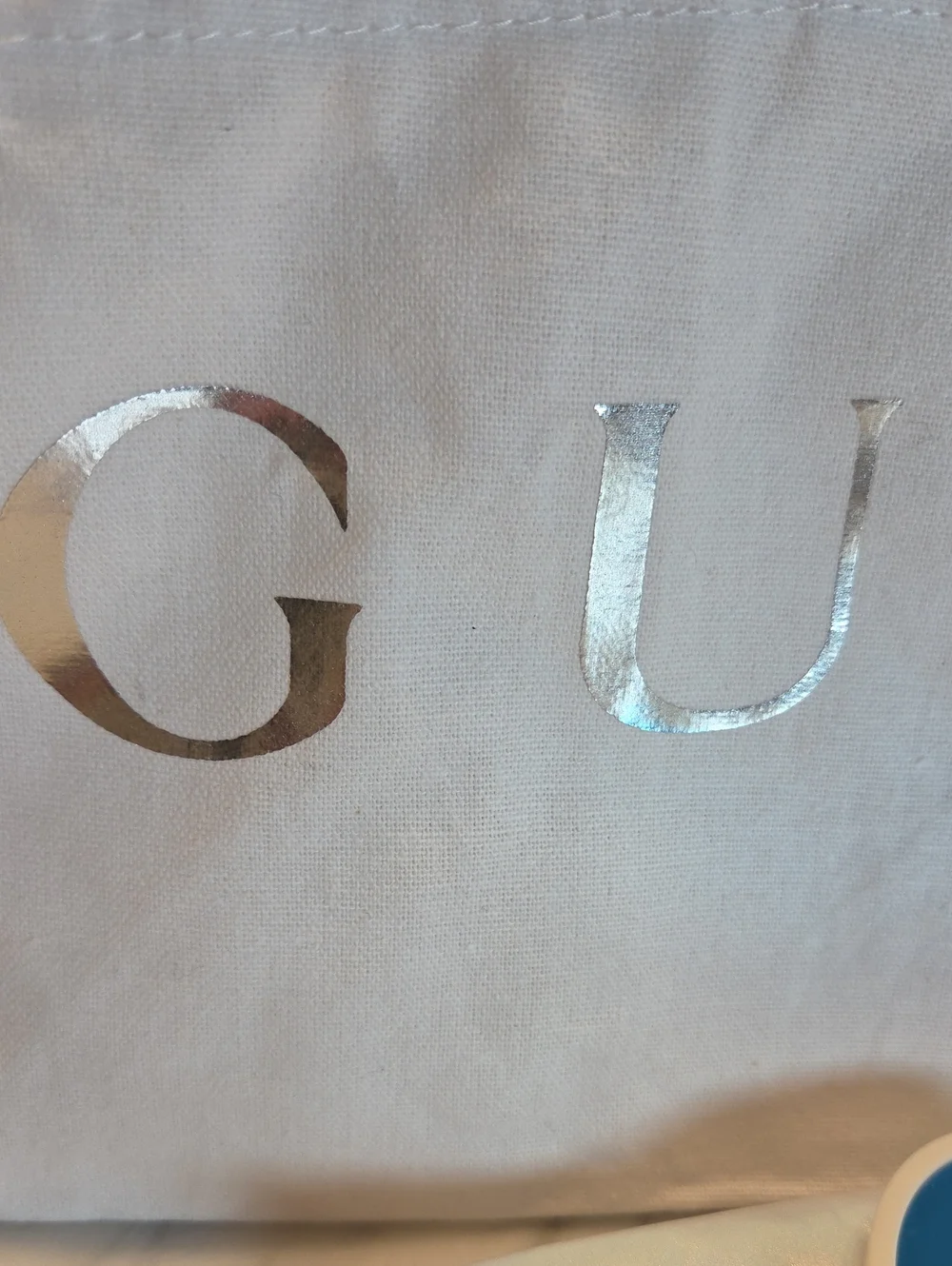 GWP Gucci Beauty White Canvas Tote with Silver Logo Accents and Mirror